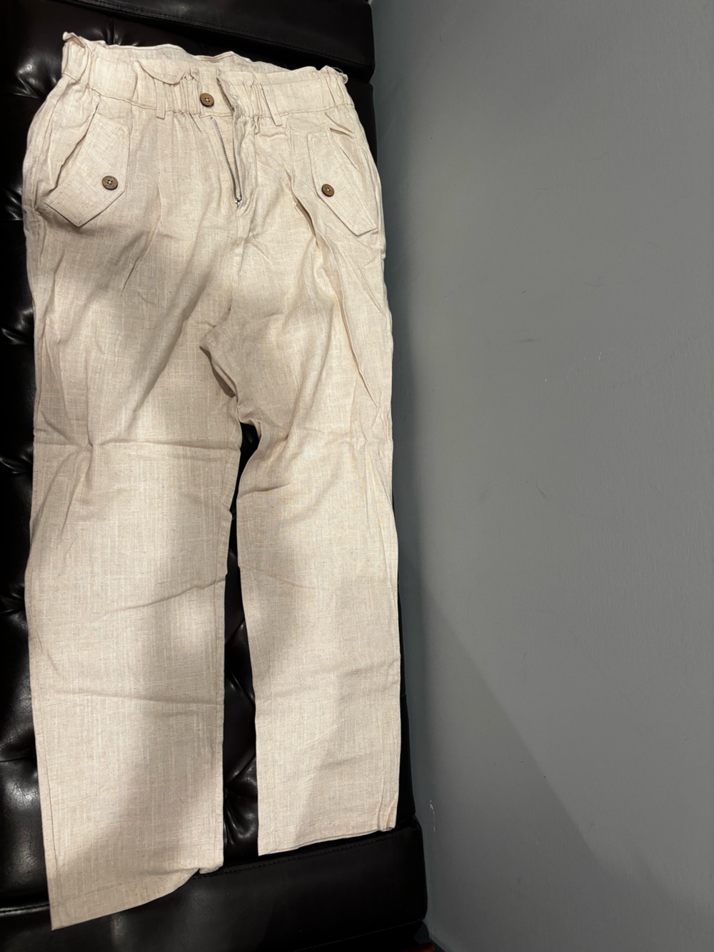 Women’s Slim Linen-Blend Pants in Beige